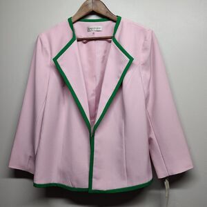 New Evan Picone Blazer Jacket Women Size 12 Pink Green Sophisticated Workwear